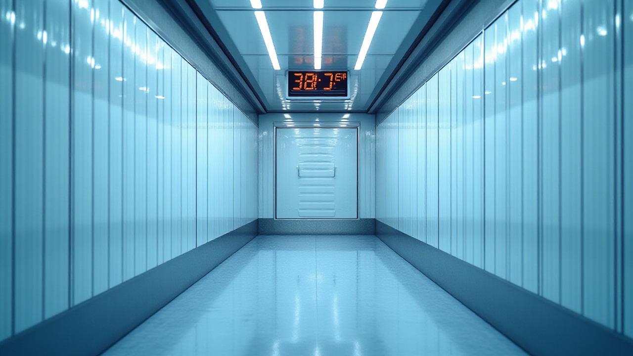 Clean interior of a refrigerated trailer with digital temperature readout
