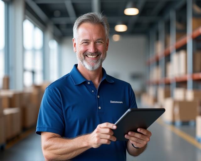 Professional logistics consultant analyzing data at ISALA84 Transportation