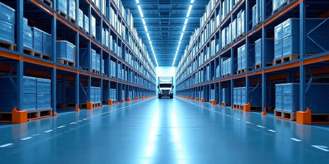 Clean, organized modern warehouse facility showcasing supply chain precision
