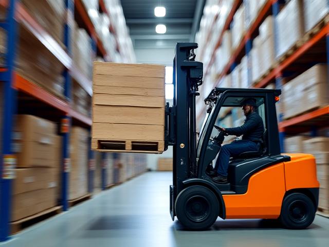 Forklift operations in warehouse