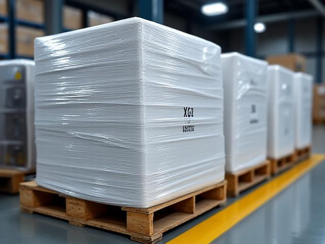 Securely wrapped pallets ready for transport