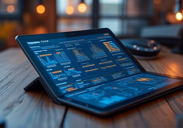 Warehouse Management System dashboard on a modern tablet